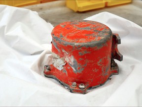This photo provided by by the French air accident investigation authority BEA on Saturday, March 16, 2019, shows the cockpit voice recorder from the crashed Ethiopian Airlines jet, in le Bourget, north of Paris.