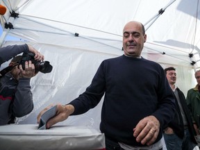 Democratic Party National Secretary candidate and current President of the Lazio Region Nicola Zingaretti casts his ballot in the vote for the primary elections of the Democratic Party, in Rome, Sunday, March 3 2019.