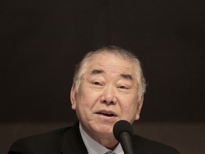 Moon Chung-in, a special adviser to South Korean President Moon Jae-in, speaks during a forum hosted by the Kwanhun Club in Seoul, South Korea, Tuesday, March 12, 2019. Moon says a possible North Korean rocket launch would cause a "catastrophic" consequence for diplomacy on the North's nuclear program.
