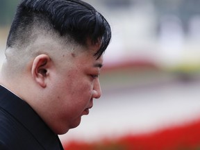 North Korean leader Kim Jong Un attends wreath laying ceremony at Ho Chi Minh Mausoleum in Hanoi, Vietnam Saturday, March 2, 2019. Kim paid his respects Saturday to Vietnamese revolutionary leader Ho Chi Minh, whose embalmed body is on permanent display, just like Kim's own father and grandfather in North Korea.