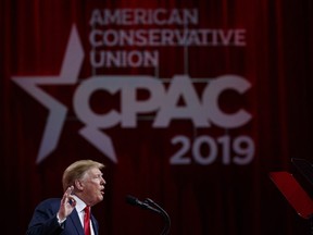 President Donald Trump speaks at Conservative Political Action Conference, CPAC 2019, in Oxon Hill, Md., Saturday, March 2, 2019.