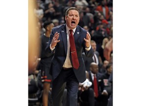Texas Tech coach Chris Beard yells at his players during the first half of an NCAA college basketball game against Texas, Monday, March 4, 2019, in Lubbock, Texas.