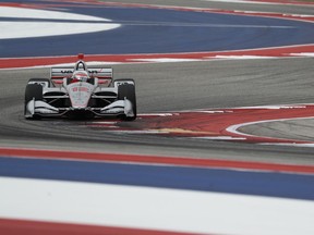 Will Power (12), of Australia, steers through a turn during an open practice session for the IndyCar Classic auto race, Saturday, March 23, 2019, in Austin, Texas. Power finished first in qualifying.