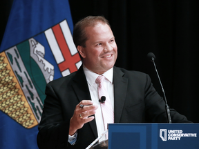United Conservative Party leadership candidate Jeff Callaway takes part in a debate on Sept. 20, 2017.