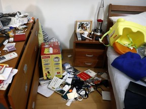 This photo shows a bedroom in the home of Venezuelan lawyer Roberto Marrero that was left in disarray by masked security forces, in Caracas, Venezuela, Thursday, March 21, 2019. Marrero, a key aide to opposition leader Juan Guaido, was taken away by intelligence agents in an overnight operation on his home early Thursday.