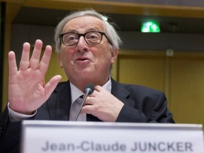 European Commission President Jean-Claude Juncker waves before the start of a meeting at the Europa building in Brussels, Wednesday, March 20, 2019. European Union officials received a letter from British Prime Minister Theresa May requesting a Brexit extension and they hope to have more clarity about her intentions by Thursday.
