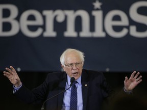 In this March 10, 2019 photo, 2020 Democratic presidential candidate Sen. Bernie Sanders addresses a rally during a campaign stop, in Concord, N.H. The Democratic Socialists of America has endorsed Vermont Sen. Bernie Sanders in his second run for president. The New York-based group says its National Political Committee voted to endorse Sanders at a meeting on Thursday and it's moving forward with "an independent campaign" to elect him and "advance a class-struggle agenda." The 77-year-old Sanders announced his Democratic presidential bid last month, promising a government about "economic, social, racial and environmental justice."