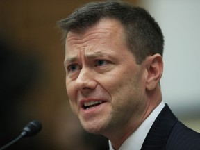 FILE - In this July 12, 2018 file photo, FBI Deputy Assistant Director Peter Strzok, testifies before a House Judiciary Committee joint hearing on "oversight of FBI and Department of Justice actions surrounding the 2016 election" on Capitol Hill in Washington.  Strzok, who helped lead the investigation into ties between the Trump campaign and Russia says "there was no conspiracy" to prevent Trump from becoming president.  Strzok made the comments during a closed-door interview with House lawmakers last year.