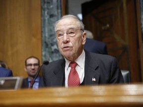 In this Feb. 26, 2019, Sen. Chuck Grassley, R-Iowa, speaks on Capitol Hill in Washington. As a deadline for voting looms, it's increasingly clear that Republican senators are so uncomfortable with President Donald Trump's use of executive power to build the wall with Mexico they're desperate to devise a way around it.