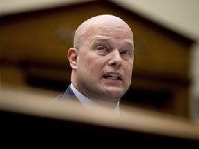 FILE - In this Feb. 8, 2019 file photo , then Acting Attorney General Matthew Whitaker speaks during a House Judiciary Committee hearing on Capitol Hill in Washington. Whitaker has left the Justice Department. Justice Department spokeswoman Kerri Kupec says Whitaker's last day was Saturday. His future plans were not immediately clear.