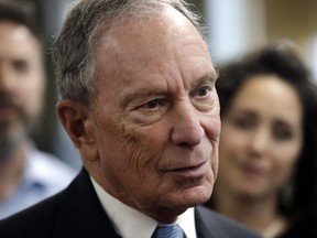 FILE - In this Jan. 29, 2019 file photo, Michael Bloomberg speaks to workers during a tour of the WH Bagshaw Company, a pin and precision component manufacturer, in Nashua, N.H. Bloomberg is not running for president. The 77-year-old former New York City mayor, one of the richest men of the world, announced his decision not to join the crowded Democratic field in a Bloomberg News editorial on Tuesday, March 5, 2019.