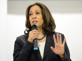 In this March 9, 2019, photo, Sen. Kamala Harris, D-Calif., speaks during an event in St. George, S.C. Elizabeth Warren is betting voters are looking for a policy guru. Harris thinks they want a candidate who moves them with a personal story. As they roll out their president campaigns, the two senators are field-testing dramatically different theories about how to connect to with electorate.