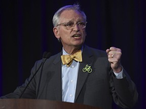 FILE - In this Nov. 6, 2018, file photo, Rep. Earl Blumenauer, D-Ore., speaks in Portland, Ore. The White House and business groups are stepping up efforts to win congressional approval for the U.S.-Mexico-Canada trade accord. But prospects are uncertain given that Republicans are at odds with some aspects of the plan and Democrats are in no hurry to secure a political victory for the president.