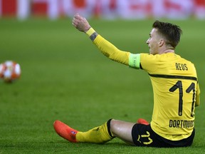 Dortmund midfielder Marco Reus gestures during the Champions League round of 16, 2nd leg, soccer match between Borussia Dortmund and Tottenham Hotspur at the BVB stadium in Dortmund, Germany, Tuesday, March 5, 2019.