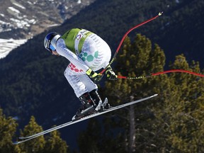 Italy's Dominik Paris competes in an alpine ski, men's World Cup downhill training, in Soldeu, Andorra, Tuesday, March. 12, 2019.