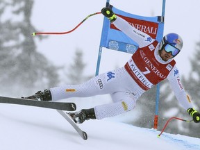 Italy's Dominik Paris competes in an alpine ski, men's World Cup Super G, in Kvitfjell, Norway, Sunday, March 3, 2019.