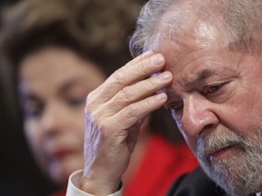 FILE - In this July 5, 2017 file photo, Brazil's Former President Luiz Inacio Lula da Silva attends the inauguration ceremony for the new leadership of the Workers' Party, in Brasilia, Brazil. Chairwoman Gleisi Hoffmann said that the party will ask a judge to release da Silva from prison to attend the funeral of his 7-year-old grandson, who died of meningitis on Friday, March 1, 2019.