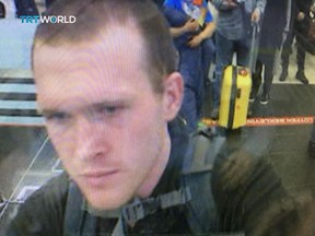 This image taken from CCTV video obtained by the state-run Turkish broadcaster TRT World and made available on Saturday, March 16, 2016, shows the arrival of who it says is Brenton Tarrant, the suspect in the New Zealand mosque attacks, in Istanbul's Ataturk International airport in Turkey on March 2016. A senior Turkish official says the suspect arrested in the New Zealand mosque attack traveled to Turkey multiple times and spent what the official called an "extended period of time in the country. He says the suspect may have also traveled to countries in Europe, Asia, and Africa. The official says an investigation is underway of "the suspect's movements and contacts within the country." (TRT World via AP)