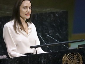Angelina Jolie, United Nations High Commissioner for Refugees special envoy, address a meeting on U.N. peacekeeping.