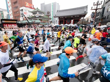 The 42.2 kilometre race goes past many famous sites in the city.