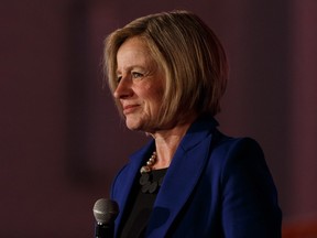 Alberta NDP Leader Rachel Notley speaks during a rally at Polish Hall in Edmonton, on Sunday, April 14, 2019.