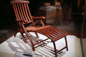 A deck chair from the Titanic, recovered floating at the disaster site. This could very well have been one of the chairs thrown overboard by Joughin.