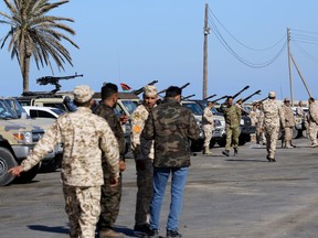 Forces loyal to Libya's UN-backed unity government arrive in Tajura, a coastal suburb of the Libyan capital Tripoli.