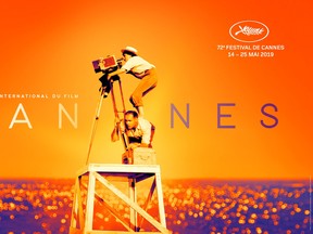 The official poster for Cannes, featuring a rendering by Flore Maquin of a photo taken as a still from the 1955 film La pointe courte by Agnes Varda.