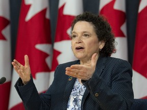 Commissioner of the Environment and Sustainable Development Julie Gelfand speaks during a news conference in Ottawa, Tuesday, April 2, 2019.