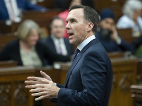 Minister of Finance Bill Morneau responds to a question during Question Period in the House of Commons Monday April 29, 2019 in Ottawa.