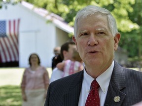 File-THis May 15, 2017, file photo shows Alabama Congressman Mo Brooks announcing his candidacy for the U.S. Senate in Huntsville, Ala. The Alabama Holocaust Commission is condemning the congressman's use of Adolf Hitler's phrase "big lie" to describe allegations that President Donald Trump colluded with Russian operatives during the 2016 presidential election. The Montgomery Advertiser reports the commission released a statement Wednesday, April 3, 2019, criticizing north Alabama Rep. Brooks' use of the term, first employed by Hitler in "Mein Kampf" to blame Jewish people for the defeat of Germany in World War I. The Huntsville Republican used it in a March 25 speech in the U.S. House criticizing the collusion allegations.