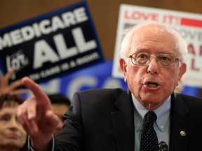 Sen. Bernie Sanders introduces the Medicare for All Act of 2019, on Capitol Hill in Washington on April 10, 2019.