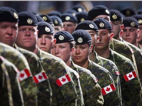 Members of the Canadian Armed Forces at a parade in Calgary in July 2016.