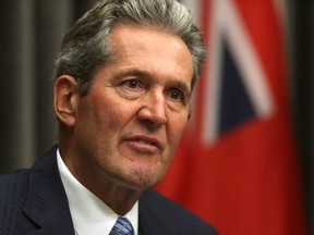 Manitoba Premier Brian Pallister talked about the federal carbon tax today, in Winnipeg.