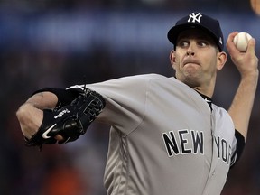 New York Yankees pitcher James Paxton works against the San Francisco Giants in the first inning of a baseball game Friday, April 26, 2019, in San Francisco.