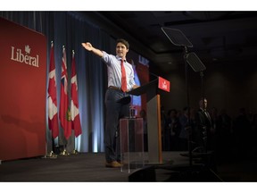 Justin Trudeau, Leader of the Liberal Party of Canada, addresses supporters at the 2019 convention of the Liberal Party of Canada (Ontario) in Mississaugua, Ont. on Friday April, 12, 2019.