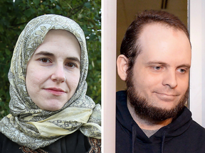 Caitlan Coleman and Joshua Boyle in photos taken shortly after they returned to Canada in October 2017, after being released from captivity in Afghanistan.