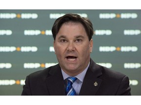 NDP MP Don Davies speaks during a news conference on blood plasma clinics in Ottawa, Tuesday, November 15, 2016. NDP MP Don Davies is calling for Public Safety Minister Ralph Goodale to use all "legitimate tools" at his disposal to ensure the RCMP investigations allegations of forced or coerced sterilization.