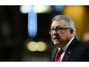 Public Safety and Emergency Preparedness Minister Ralph Goodale stands during question period in the House of Commons in West Block on Parliament Hill in Ottawa on Tuesday, Feb. 5, 2019. Public Safety Minister Ralph Goodale says future reports on terrorist threats to Canada will not refer to Sikh extremism and instead use "extremists who support violent means to establish an independent state within India."