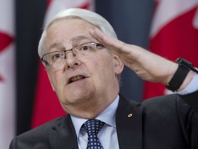 Transport Minister Marc Garneau speaks during a news conference in Ottawa, Wednesday March 13, 2019. The federal plan to revamp Canada's air-security screening system is running into some headwinds from the major airlines, which are urging the government to take things slow to get the changes right.