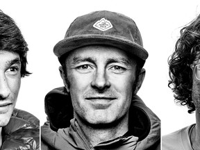 American Jess Roskelley (centre) and Austrians David Lama (left) and Hansjorg Auer (right) are shown in these handout photos. The bodies have been recovered of the three renowned mountain climbers who were believed to have been caught in a large avalanche in Banff National Park last week.