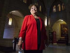 Senator Yvonne Boyer poses for a photo in the foyer of the Senate on Parliament Hill in Ottawa on October 23, 2018. The Saskatchewan Health Authority is investigating a new complaint of an Indigenous woman who was allegedly coerced into a sterilization after giving birth less than four months ago. The woman's lawyer Alisa Lombard spoke about what happened in the hospital in Moose Jaw in testimony before the Senate committee on human rights in Ottawa Wednesday.