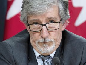 Federal Privacy Commissioner Daniel Therrien speaks during a news conference, April 25, 2019 in Ottawa.