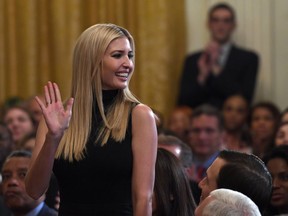 Ivanka Trump, assistant to the president, stands up as she is recognized by President Donald Trump at the 2019 Prison Reform Summit and First Step Act Celebration in the East Room of the White House in Washington, Monday, April 1, 2019.