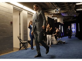 Dallas Mavericks forward Dirk Nowitzki arrives for the team's NBA basketball game against the Phoenix Suns in Dallas, Tuesday, March 9, 2019.