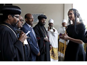 White House senior adviser Ivanka Trump, right, arrives for a ceremony at Holy Trinity Cathedral honoring the victims of the Ethiopian Airlines crash, Monday April 15, 2019, in Addis Ababa, Ethiopia.