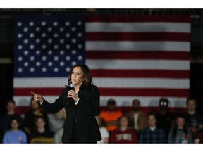 2020 Democratic presidential candidate Sen. Kamala Harris speaks during a town hall meeting at the University of Iowa, Wednesday, April 10, 2019, in Iowa City, Iowa.