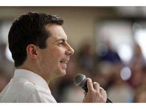 2020 Democratic presidential candidate South Bend Mayor Pete Buttigieg speaks during a town hall meeting, Tuesday, April 16, 2019, in Fort Dodge, Iowa.