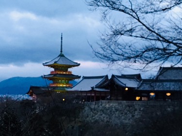 Kyoto's Kiyomizu Temple at dusk...