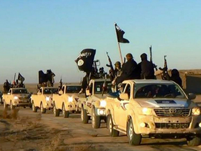 ISIL fighters seen in a convoy.